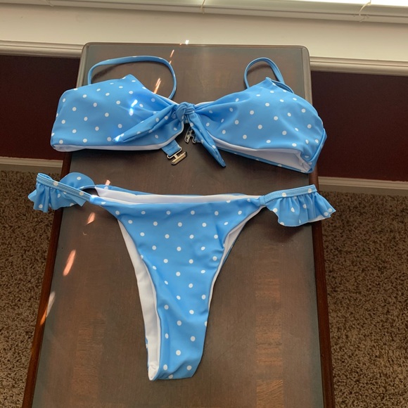 Brazilian cut bikini polka dot blue - Picture 6 of 7
